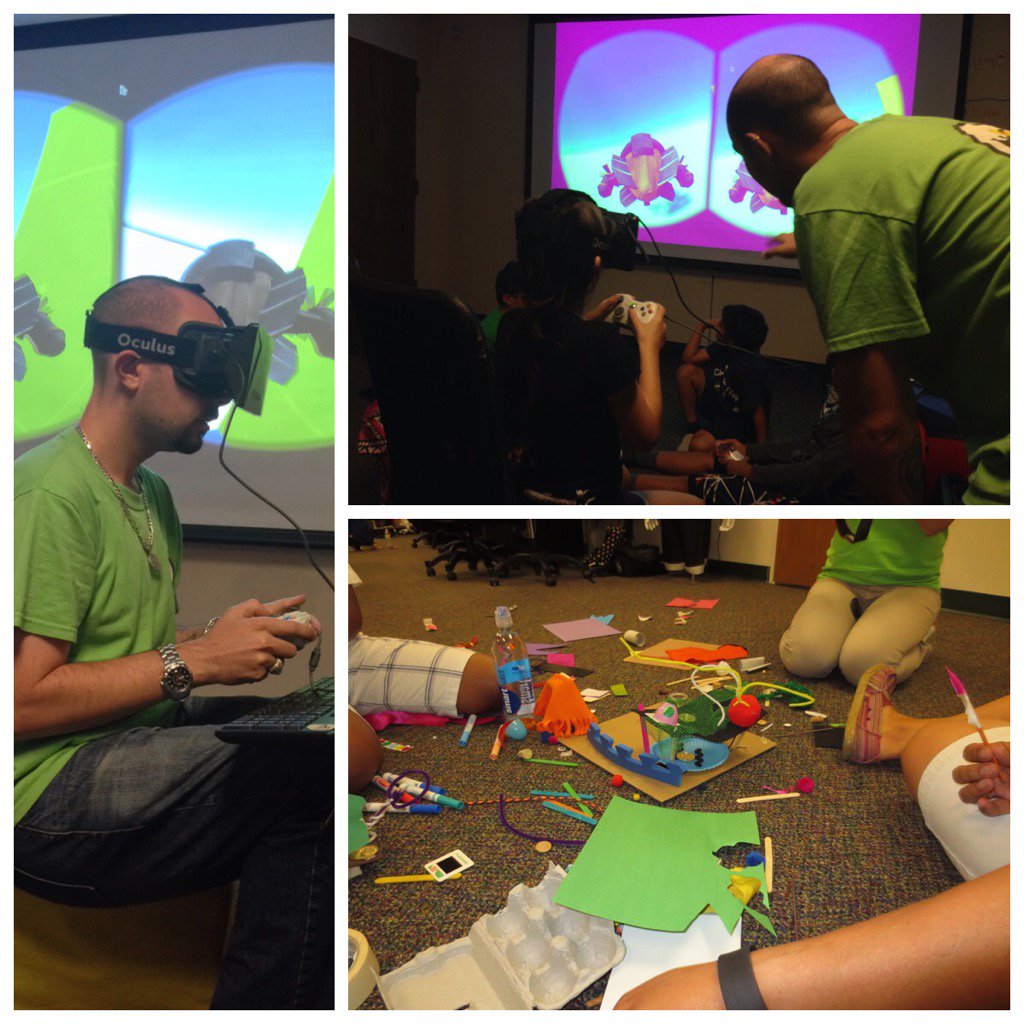 mattm401's tweet photo. Prototyping @oculus VR experiences w/ #umd #kidsteam @BrennaMcNally @ebonsign @egolubUMD #indiedev  @Dirigiballers https://t.co/cQMZvgdN4R