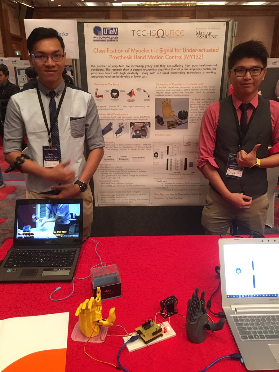 samprabh's tweet image. Prosthesis control using #myo armband  #Arduino and #MATLAB #innovatemalaysiacompetition