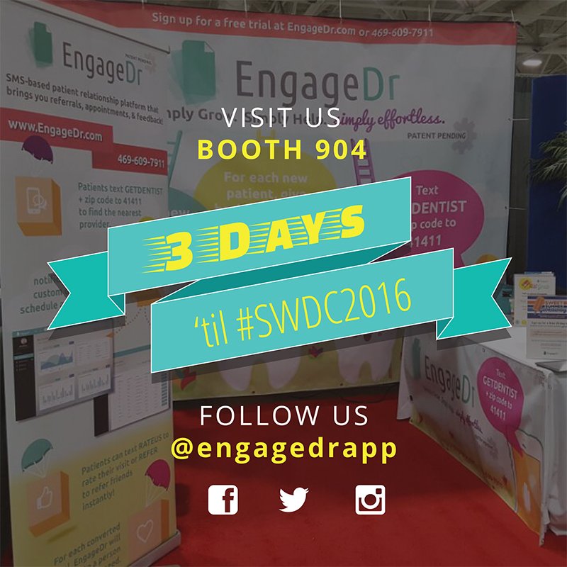 engagedrapp's tweet photo. Let the countdown begin! Come visit us at the @SWDC_Dallas. #SWDC2016 #GrowWithEDR https://t.co/9JcQkjWmio