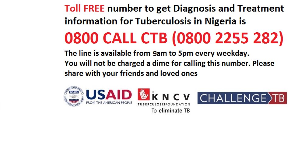 challengeTBNig's tweet photo. for free #TB #Diagnosis and #Treatment in #Nigeria,call #toll #free 08002255282 @nighealthwatch @DeleMomodu @Ekybabe https://t.co/jP3sY6xrhI