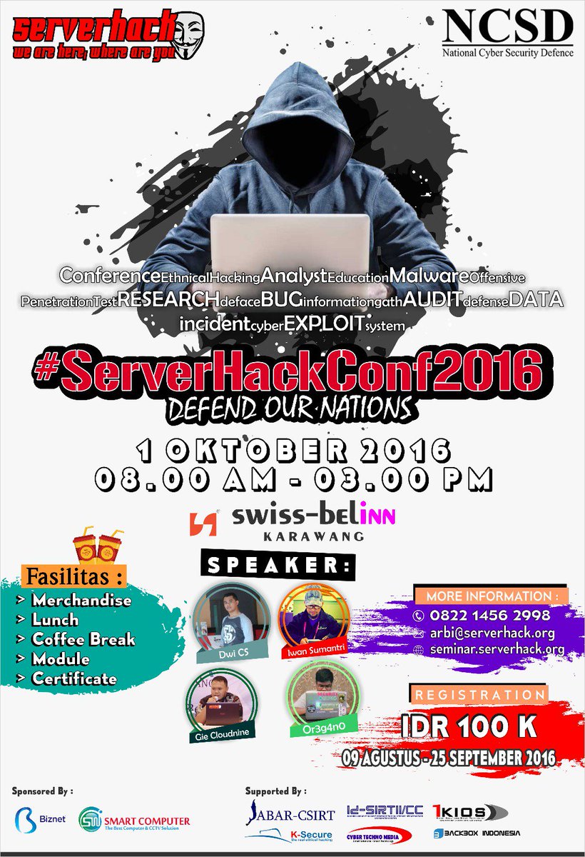 ServerHackOrg's tweet image. Event tahunan paling bergengsi
#ServerHackConf2016