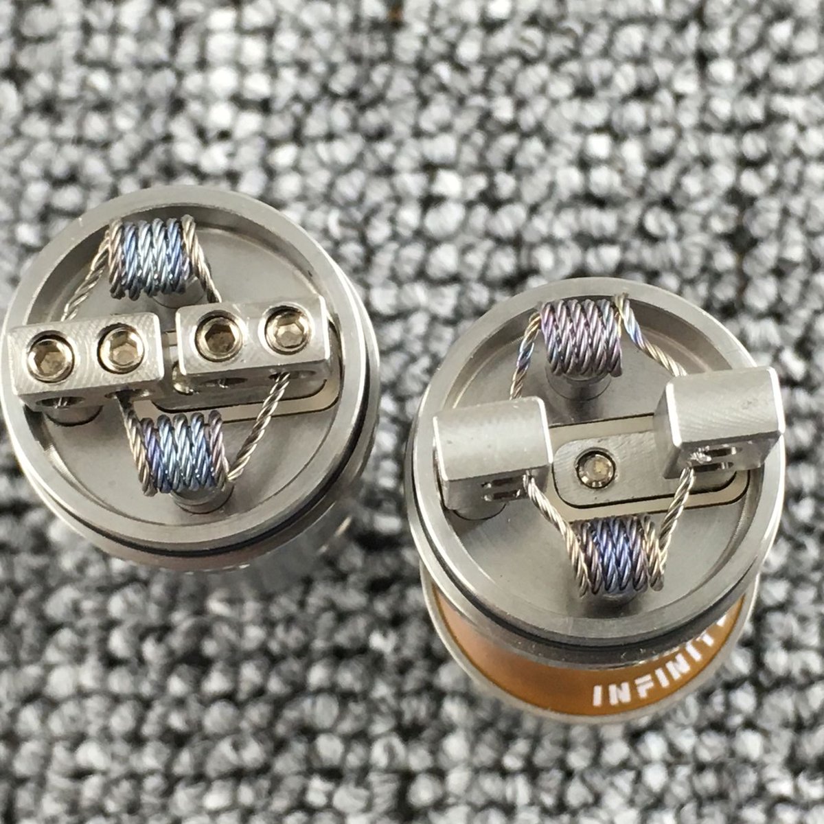 vapor_infinite's tweet photo. Same coils build on the different posts of CLT4 RDA, having different Vape experience #vapeuk #vapeupusa #clt4 https://t.co/6zqDWASgbl