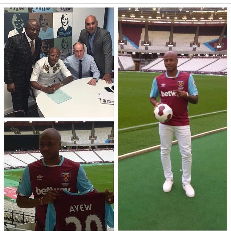 ghanafaofficial's tweet photo. Congratulations to #Ghana assistant captain Andre Ayew over the move to West Ham. They will feel your impact.  #Gha https://t.co/BKm6U7lDNF