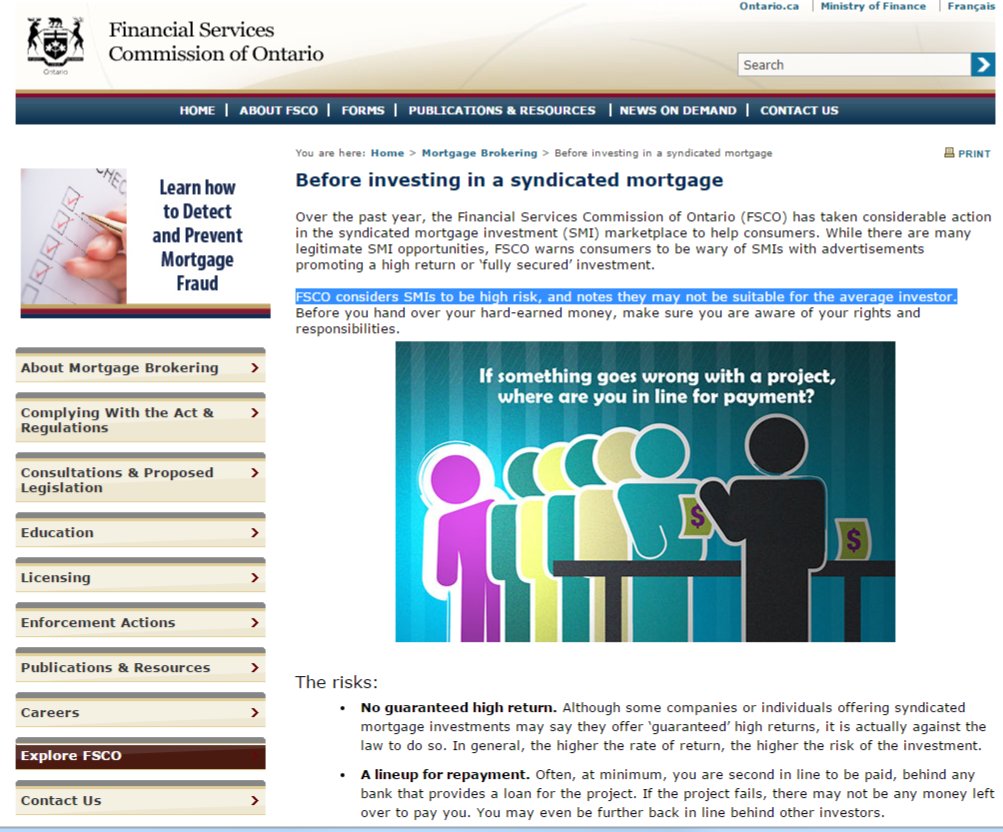 rcarrick's tweet image. A warning about syndicated mortgage investments. Don't be naive about the high yields.