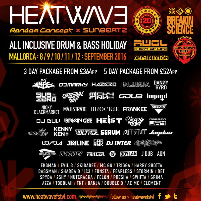 Breakin Science (@breakinscience) on Twitter photo #LINEUP <a href="/HeatwaveFstvl/">#Heatwave2016</a> #Allinclusive #DnB #Holiday #Mallorca 8th-13th Sept 2016 #DNB Info heatwavefstvl.com #LINEUP <a href="/HeatwaveFstvl/">#Heatwave2016</a> #Allinclusive #DnB #Holiday #Mallorca 8th-13th Sept 2016 #DNB Info heatwavefstvl.com