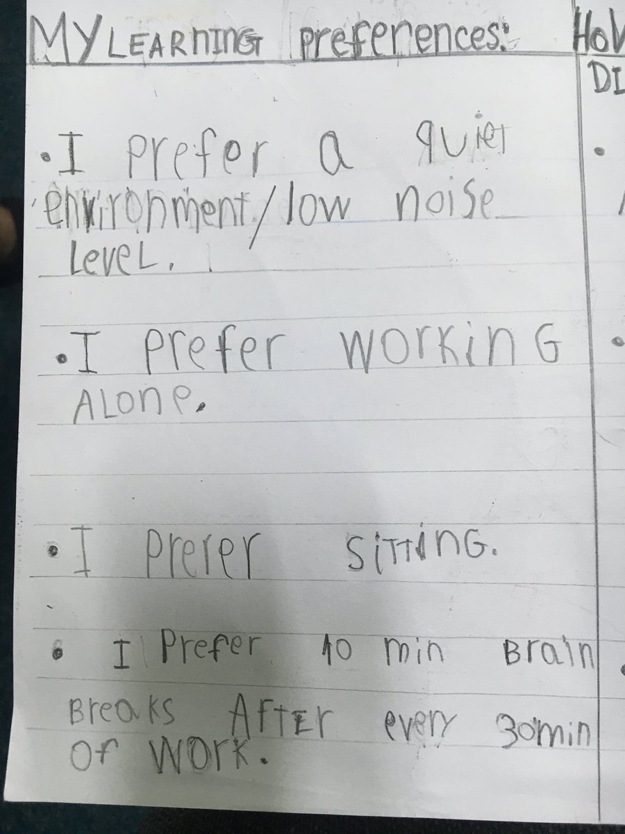 PreschoolJuteau's tweet photo. One students' learning plan - their learning preferences and their plan #personalmanagement #esism https://t.co/xuevYsqDmq