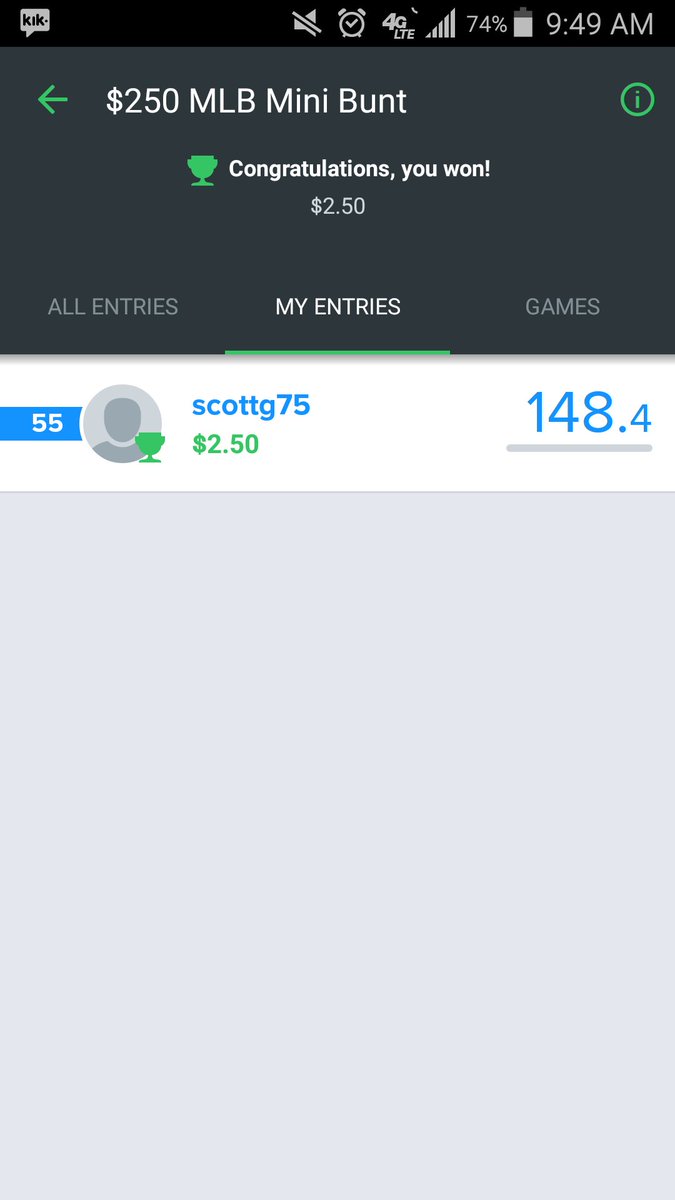 DFS2Deep's tweet image. Another day, another win. #dfs #FanDuel