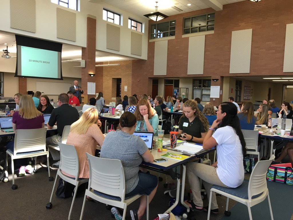 DeniseWood25's tweet photo. They all came back for day 2 of @UrbandaleSchool New Teacher Academy-classroom strategic planning this morning! https://t.co/1lX3Vgd9Ct