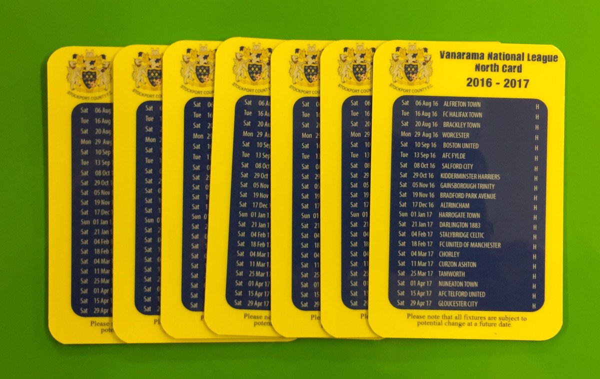 Pick up your home fixture cards from club shop tonight @StockportCounty @stockportcnty @StockportFCFans #stockport