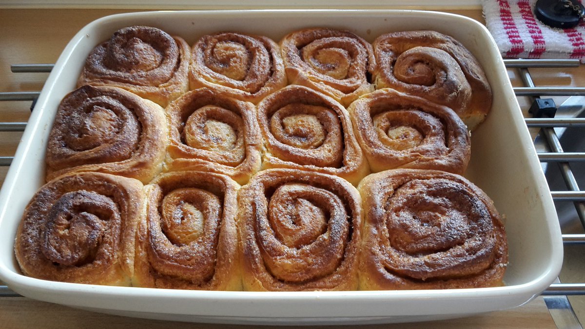 A nice project during vacation time: Cinnamon buns. Not bad for a first time, that smell....<a href="/LaurasKitchen/">Laura Vitale</a>