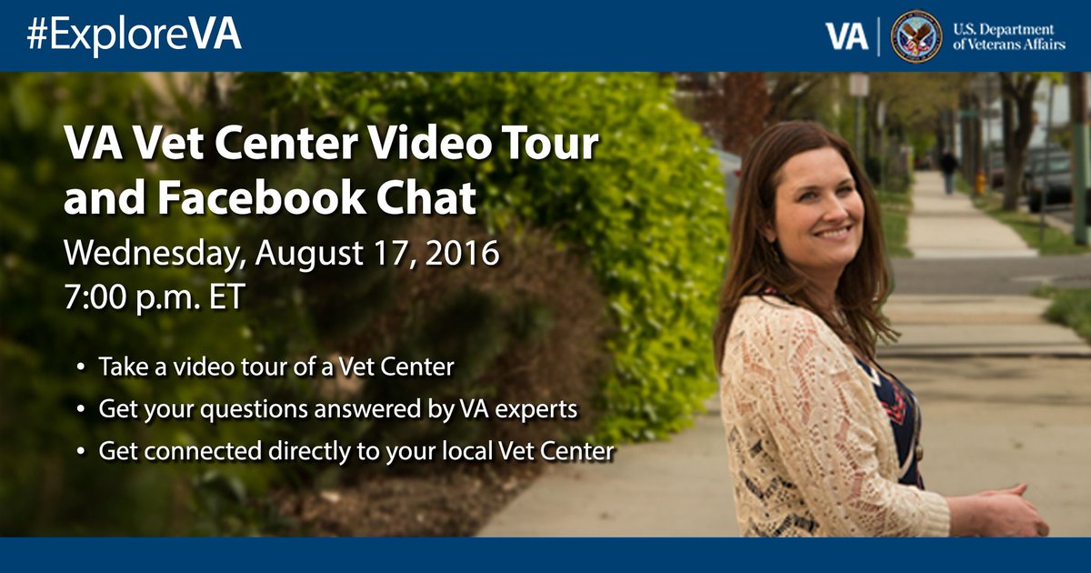 Tomorrow 7 pm ET Learn how VA Vet Centers help Vets & their fams