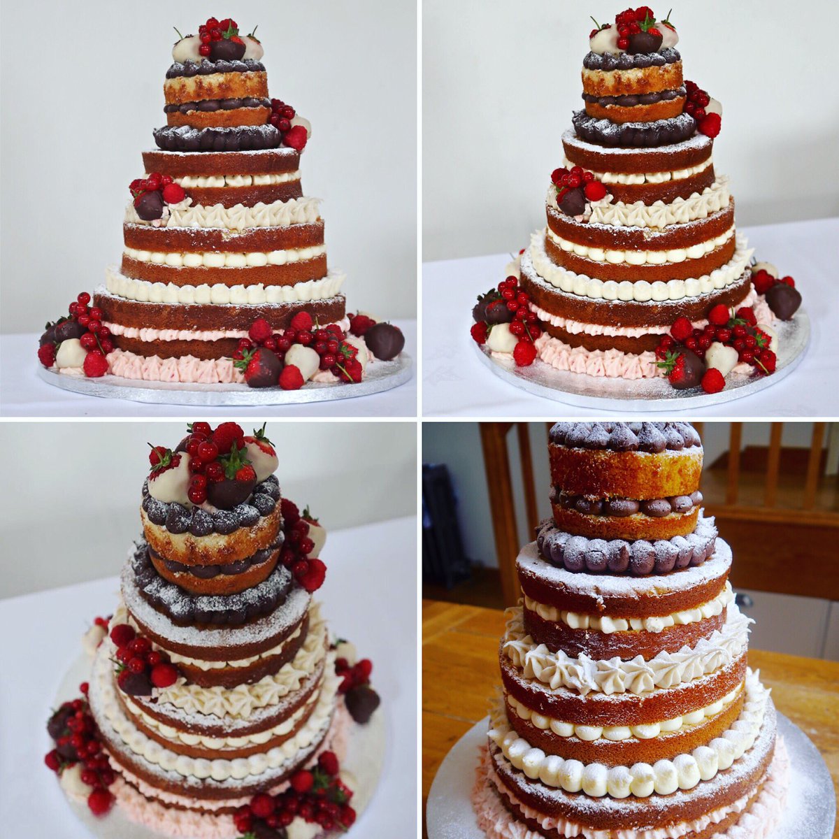 Beaumontsbakery's tweet photo. Last cake of the weekend. #nakedvictoriasponge #dippedstrawberries #weddingcake #rusticcake #vintagecelebration https://t.co/lKHPyokDYH