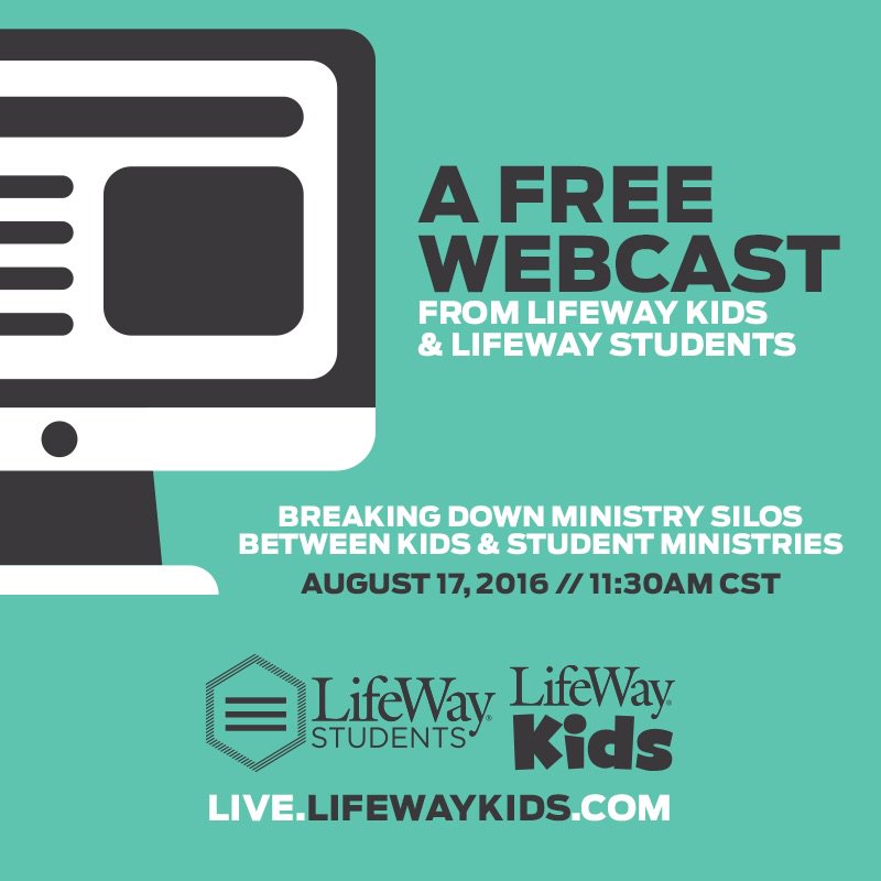ParentLife's tweet image. FREE WEBCAST to help leaders break down silos between kids &amp;amp; student ministries! August 17 @ Live.LifeWayKids.com