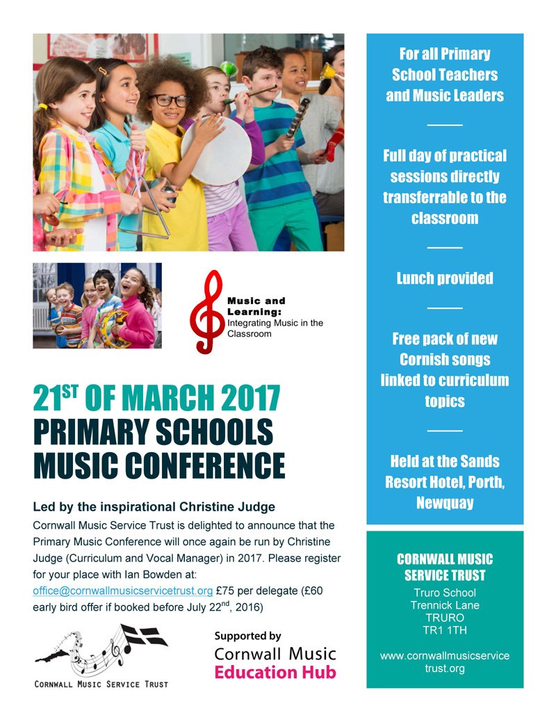 cornmustrust's tweet image. Our Primary Schools Music Conference will once again be taking place in 2017. Email now to book your place!