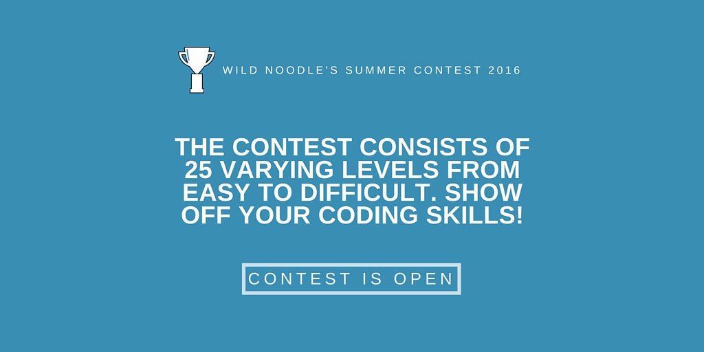 WildNoodleCorp's tweet image. Flaunt your coding skills! Get hired or win amazing prizes! bit.ly/1sZ7BBW     #programming #ContestAlert