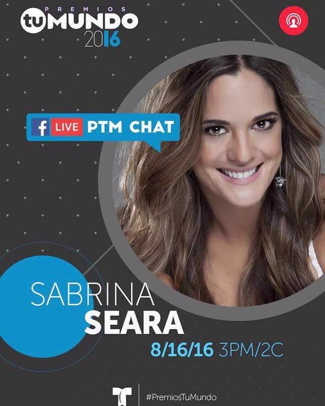 SabriSearaVzla's tweet photo. En 2 Horas Estará Nuestra Hermosa @Seara_sabrina En Facebook Live #PTMChat 3PM/2C ¡No Te Lo Pierdas! @PremiosTuMundo https://t.co/FMFXAw1l0j