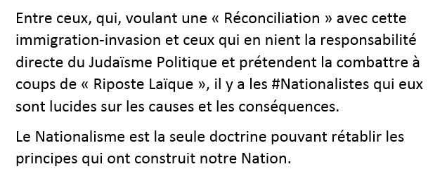 marckstaff's tweet photo. La doctrine #Nationaliste pour la défense de notre peuple ! Qui Vive ? France . #Nationalisme https://t.co/bsaiSBqxpU