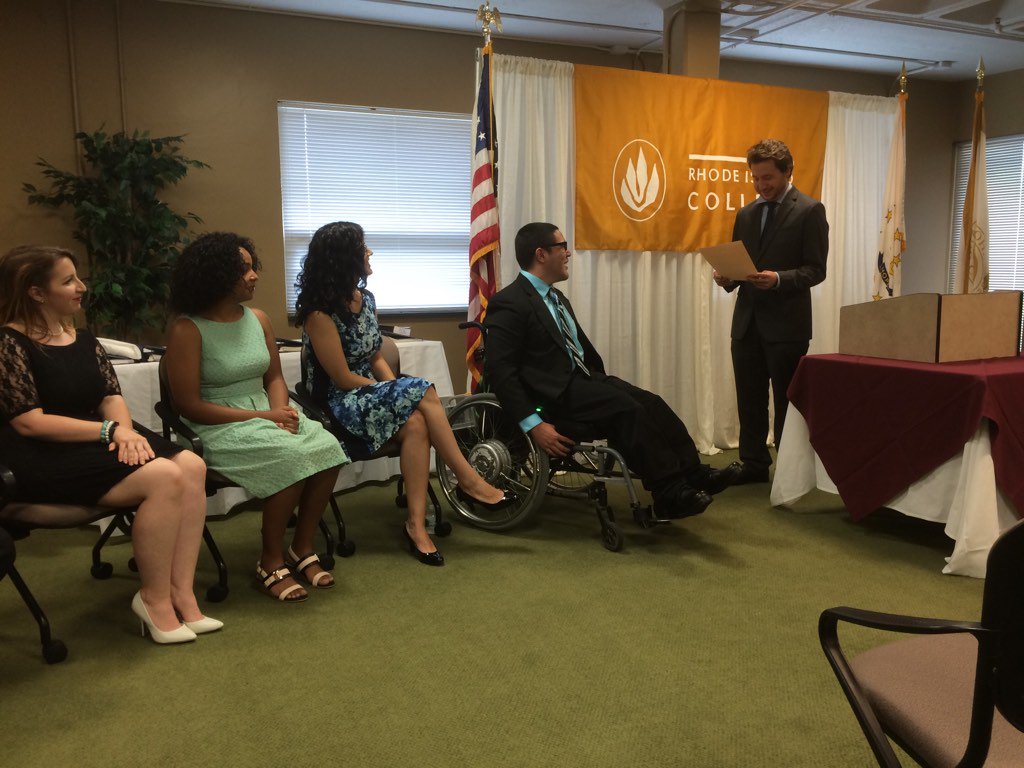 Jose from <a href="/PMDric/">Phi Mu Delta</a> and Katie from <a href="/ASTatRIC/">ΑΣΤ at RIC</a> getting inducted as @RICSCG officers