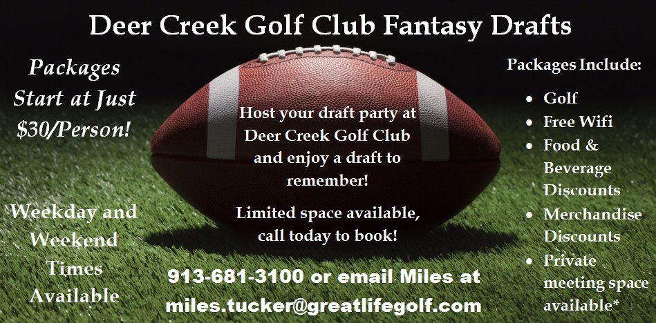 Looking to upgrade your fantasy draft? Host it at <a href="/deercreekgc/">Deer Creek Golf Club</a> and enjoy a fun atmosphere and of course, golf!