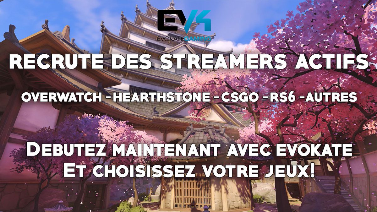 Recrutement de #streamer sur twitch.tv/evokatetv envoyez nous vos candidatures sur webtv@evokate.org