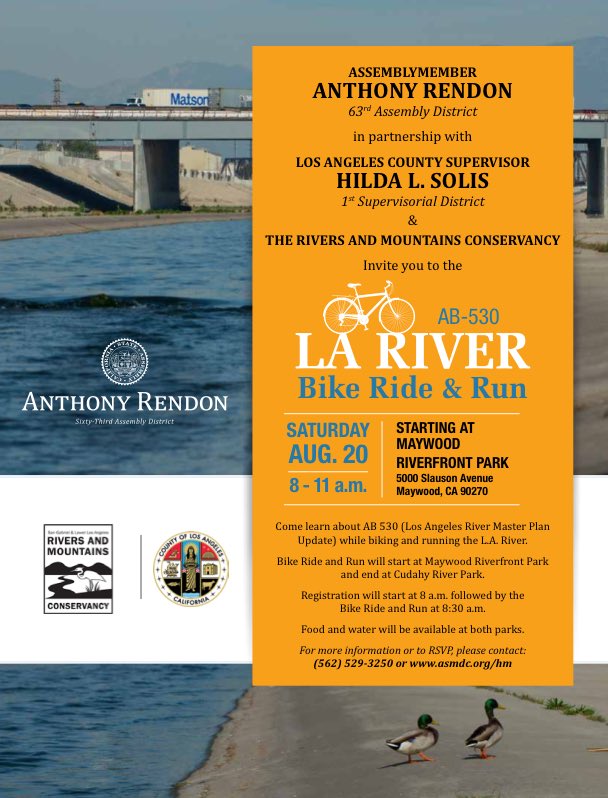 RendonAnthony's tweet photo. Bring your 🚲 Saturday morning and join us at #Maywood Riverfront Park for a ride along the #LARiver! Details ↓ https://t.co/BhzSsYW2Ki