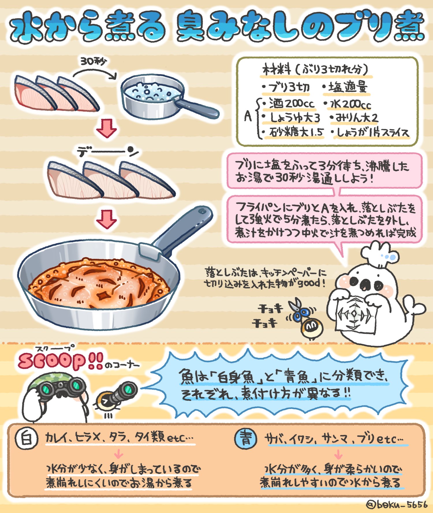 ぼく いらすと料理 水から煮る臭みなしのブリ煮レシピをまとめました٩ Oo ۶ Oo 魚によって煮付け方を変えると より美味しくなるのでお試しあれ T Co N93iqukjn6 Twitter