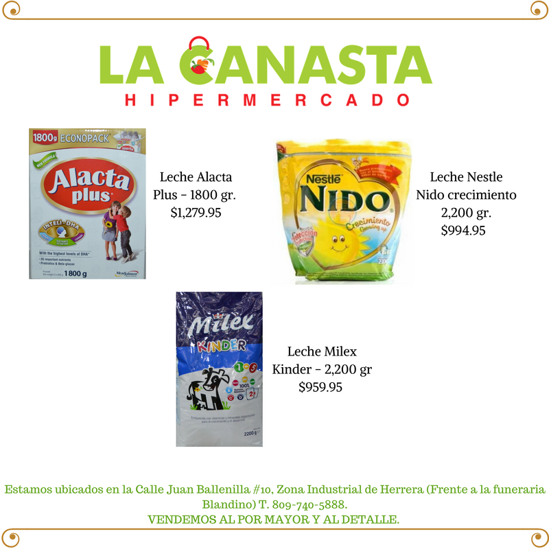 canastahiper's tweet photo. Disfruta de estos productos al precio más bajo, solo en Hipermercado La Canasta. #Leche #AlactaPlus #Nido #Milex https://t.co/oyQSzxxuHN
