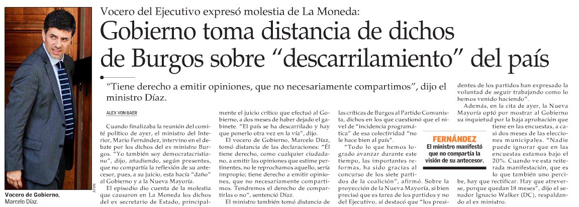 Insigna_cl's tweet photo. Contención de daños: La Moneda sale a refutar declaraciones del ex ministro Burgos sobre fin de la NM. https://t.co/qMTIcx20lD