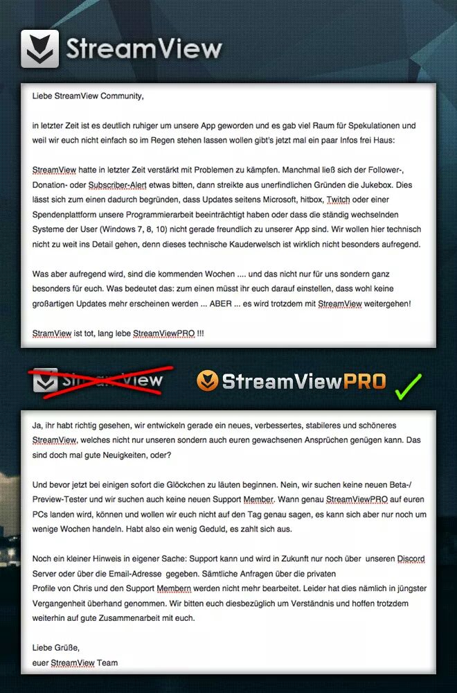 StreamViewDE's tweet image. Neue Infos. So hört es auf und so geht es weiter. In diesem Sinne... :)