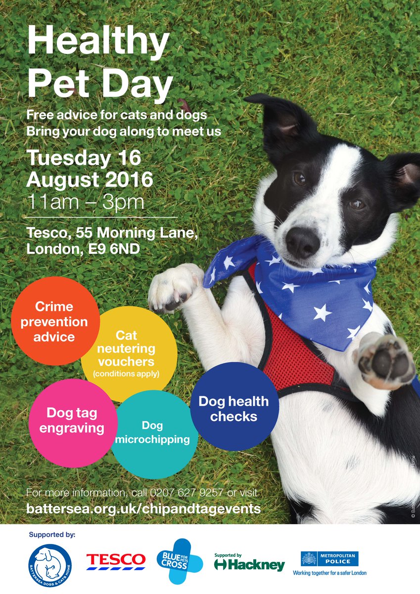 hackneycouncil's tweet image. Need advice on how to look after your pet? Free microchipping for dogs? Come to Tesco on Morning Lane Tues 16 @ 11am