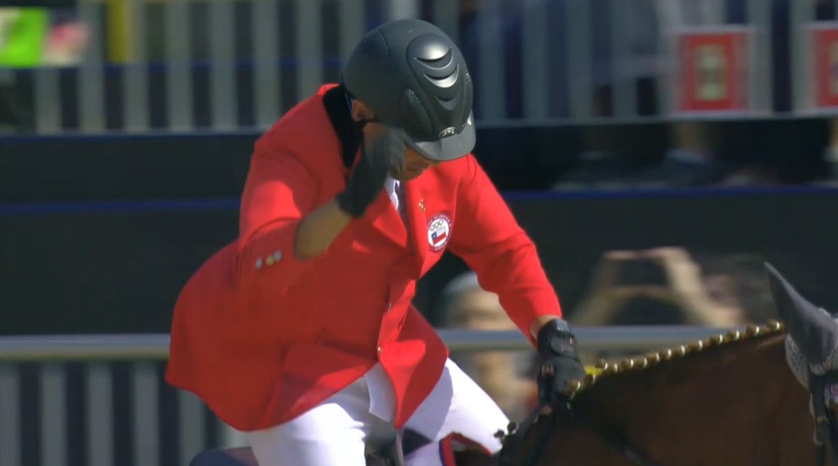 One rail for Carlos Lobos Muñoz and Ranco (CHI) for a score of 96.1. #EquestrianEventing