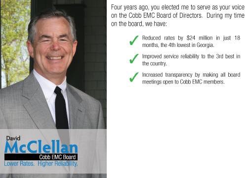 You should have received your email ballots yesterday. Vote #McClellan4Cobb for continued #LowerRates. #CobbEMC