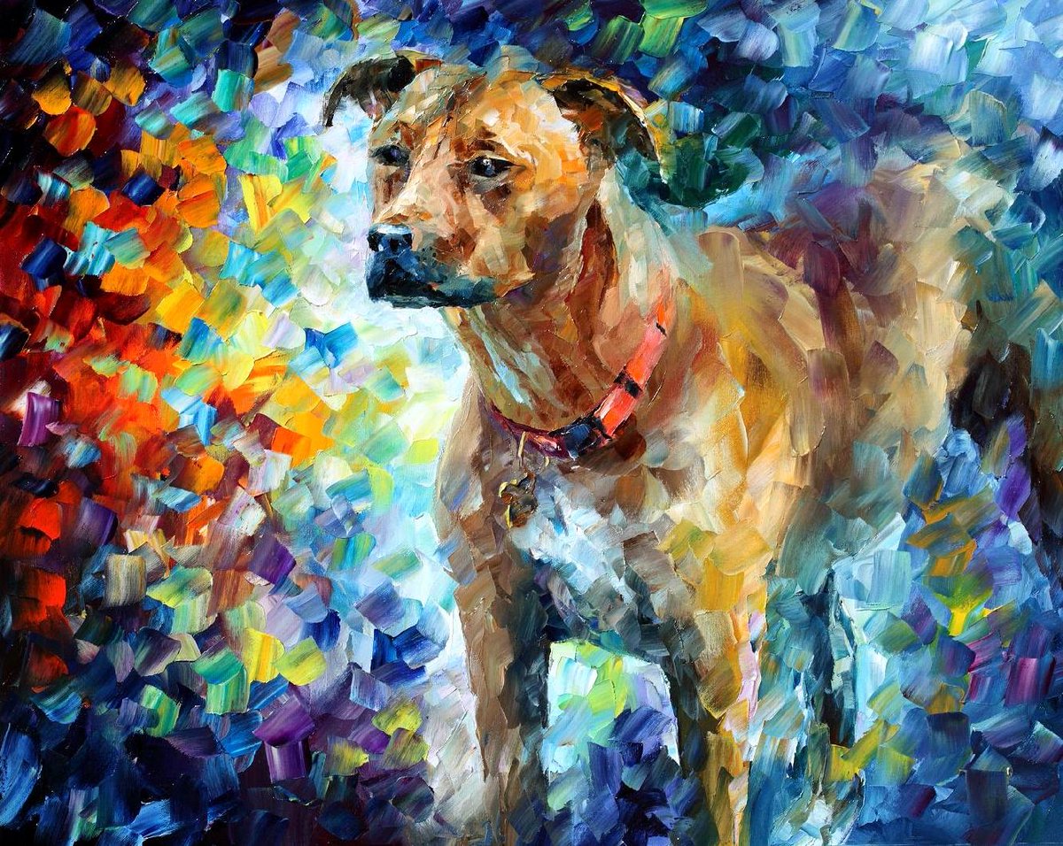 Afremov_Artist's tweet image. DOG 3 - Palette Knife Oil Painting on Canvas by Leonid Afremov afremov.com/DOG-3-Palette-…