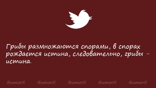 umorX's tweet image. Грибы размножаются спорами, в спорах рождается истина, следовательно, грибы - истина.