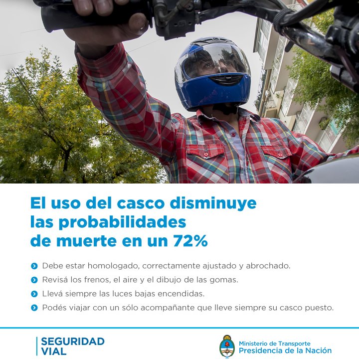 El casco es el único elemento que puede salvarte la vida cuando conducís una #moto. Usalo siempre.
#MovilidadSegura