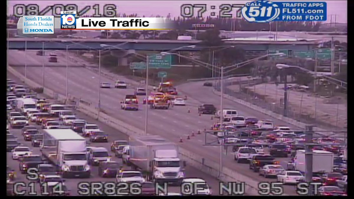 TRAFFIC ALERT- 4 Lanes STILL CLOSED on SR-826 SB and NW 74th St #TRAFFIC #MIAMI https://t.co/H2Ydi2nk2t