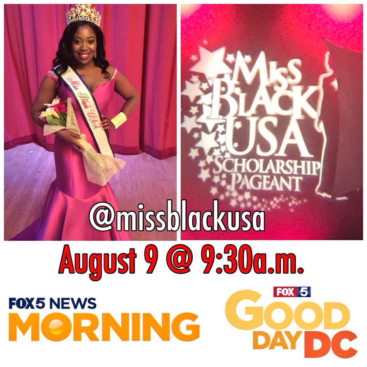 MrsPRProtocol's tweet photo. Good Morning at 9:30am don't miss @fox5dc #GoodDayDC @missblackusa #MissBlackUSA2016 #NoStereotypes
#NoBoxesAllowed https://t.co/3dX9ya55il