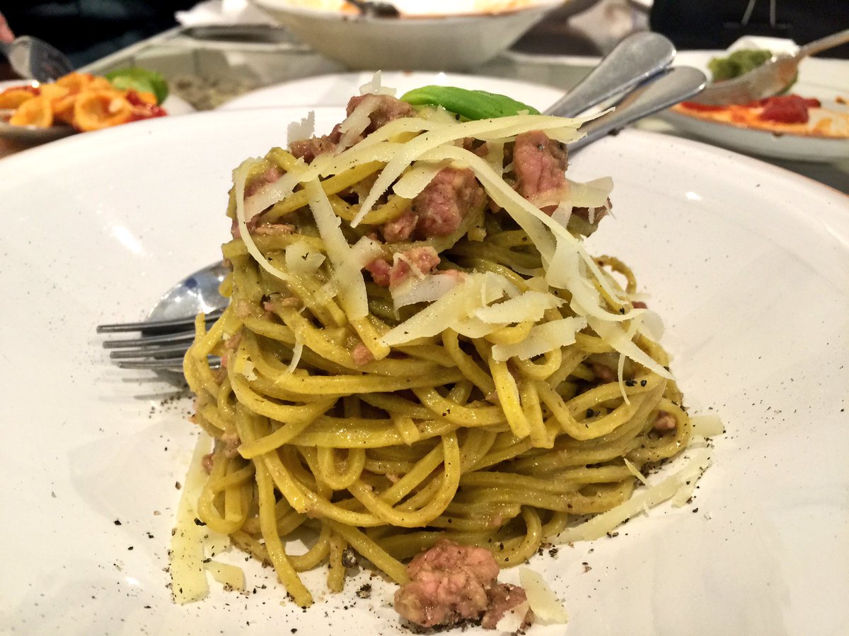 Fresh Tagliolini with Artichokes cream, Salsiccia &amp; Caciocavallo cheese 😋 this week's special! #pasta #Italian #food