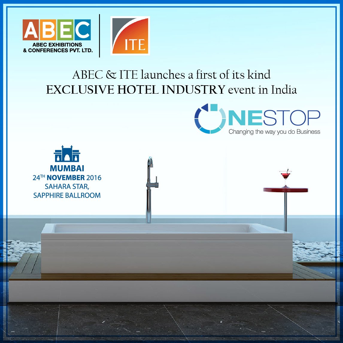 One_Stop16's tweet image. A first of its kind exclusive #Hospitality Event in India. 
Click here to know more : onestopabec.com