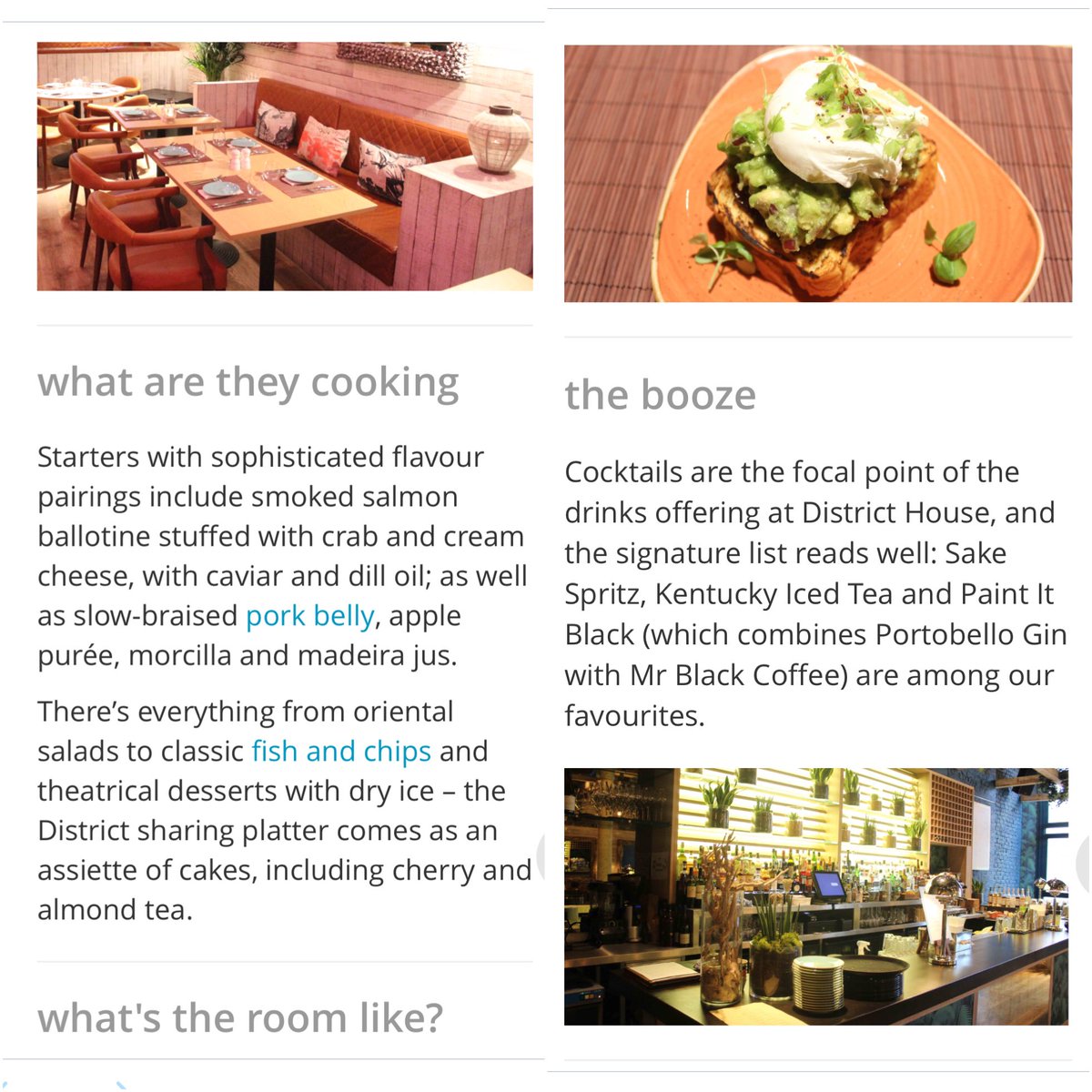 cococamiblog's tweet photo. So pleased to share extracts from my second piece for @olivemagazine a review of @districthouseuk #restaurant https://t.co/NabYjAePBr