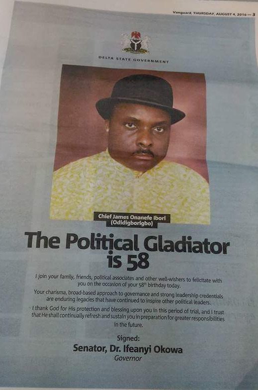 SaharaReporters's tweet photo. Delta State Gov. Okowa has spent millions on the 58th birthday of James Ibori the man who stole $250m from the state https://t.co/Dt3Jf3yA11