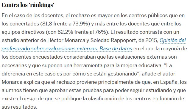 noelia_FG_'s tweet photo. No es que el profesorado no quiera evaluaciones externas, lo crítico es cómo se gestionan
@MonarcaHector @srappoport https://t.co/HX2tJfOBei