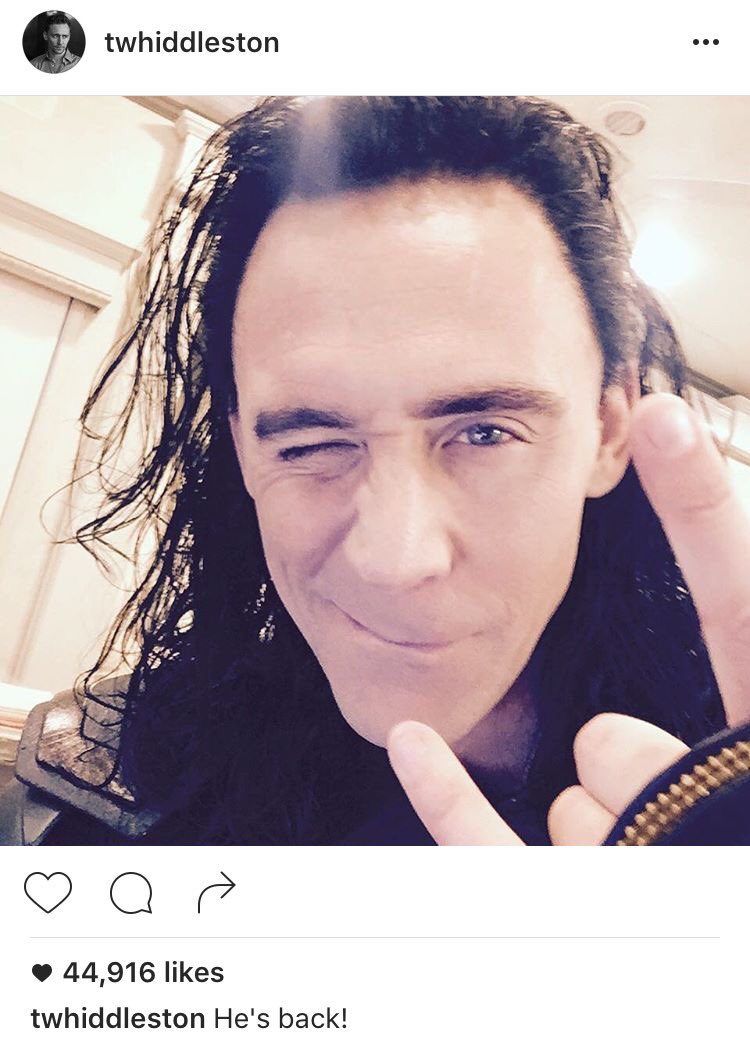 Loki's back! Everyone welcome <a href="/twhiddleston/">Tom Hiddleston</a> to Instagram! (IG: instagram.com/twhiddleston) #ThorRagnarok