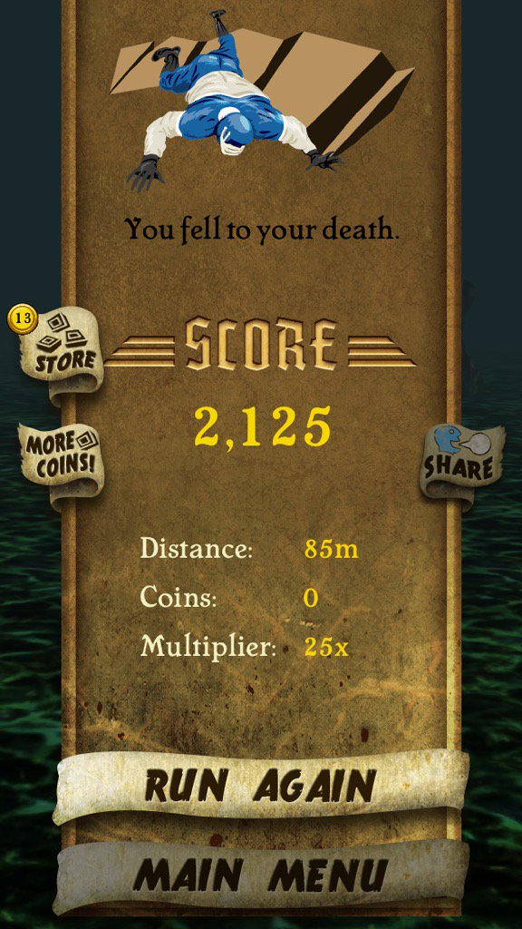 UNAMerch's tweet photo. I got 2,125 points while escaping from demon monkeys. Beat that! https://t.co/DIKHOgvqzh #TempleRuni https://t.co/StNLaBxRdV