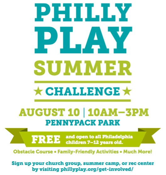 PhillyPlay's tweet photo. We're excited to host our biggest day yet! Join us for the #PhillyPlaySummerChallenge @ Pennypack Park, 10am-3pm. https://t.co/TPfUCrZSgh