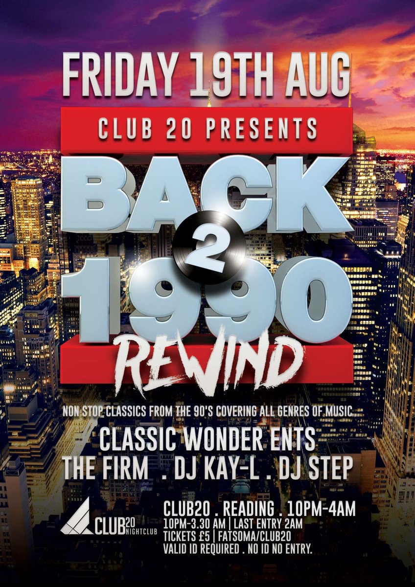 Club20Reading's tweet image. Back to 1990.. Rewindddd 🎉🎉🎉

Friday 19th August! 

#90s