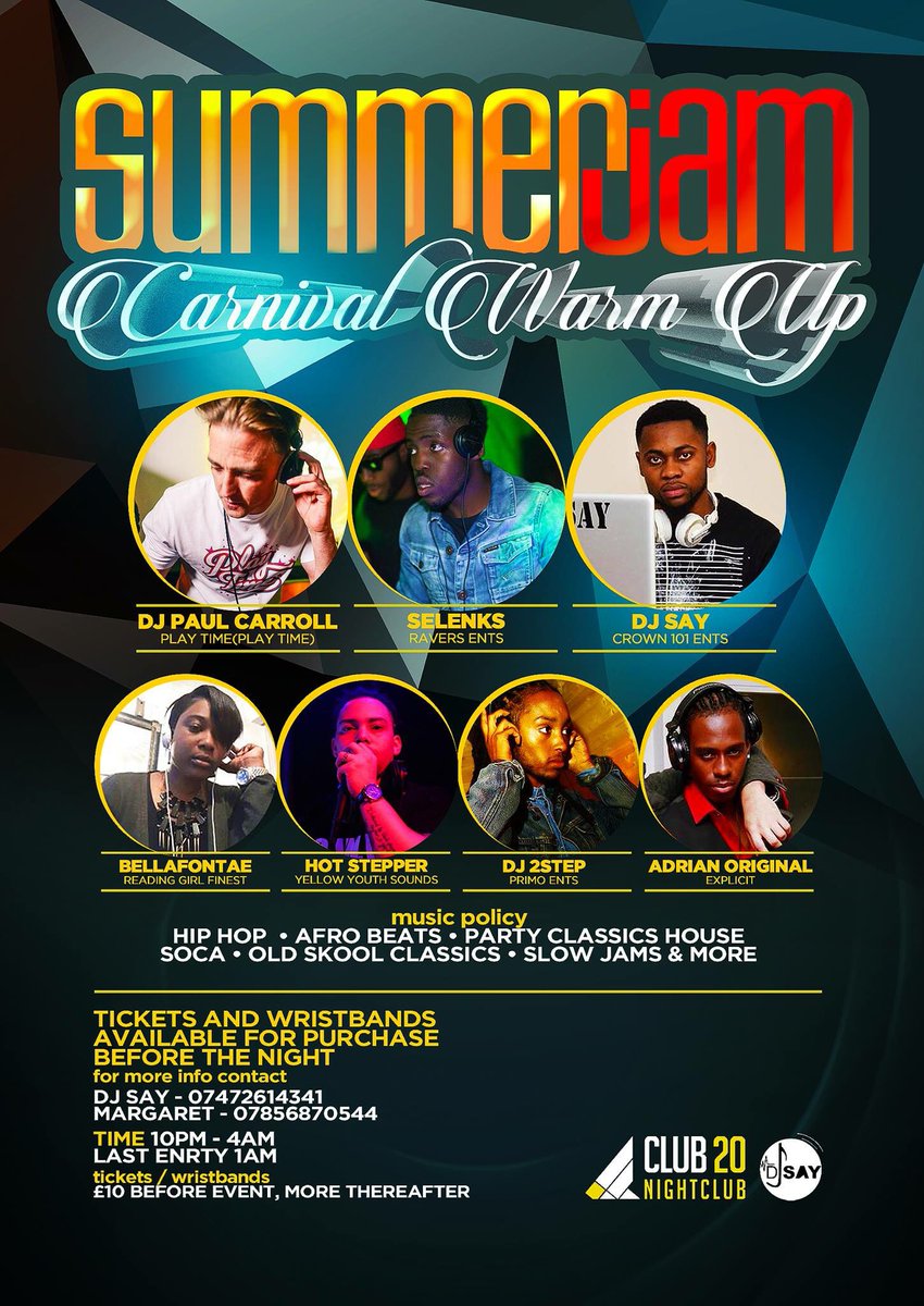 Club20Reading's tweet image. Saturday 27th August - Summer jam carnival warm up 🍸🔥

More info: bit.ly/2bbsym2

#carnival2016