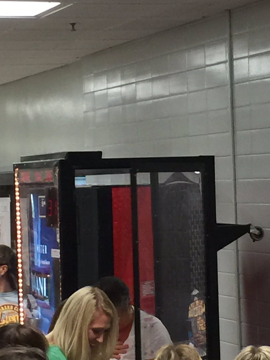 CDR_Elementary's tweet image. One of our super custodians, Carolyn Sparks, gets a shot in the FSNB money machine at opening day! #GARRARDshines