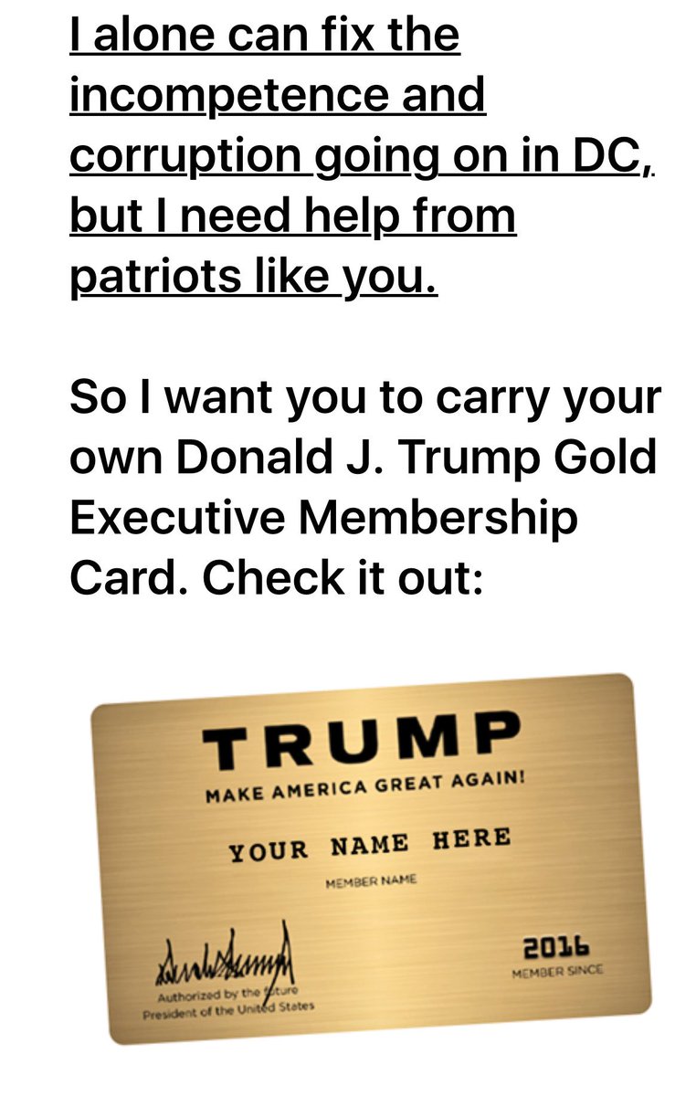 Kelly O Donnell On Twitter New Fundraising Email Offers A Gold Trump Card For Donors Who Give 35 Or More Realdonaldtrump