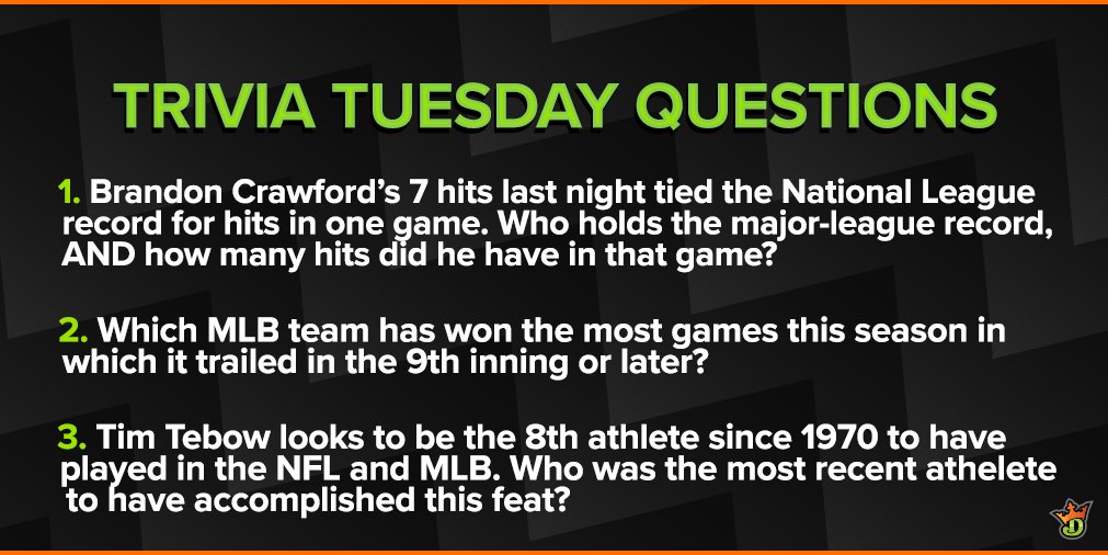 DraftKings's tweet photo. #DKTrivia Tuesday! Rules AND Questions below, ends at 4:30pm EST! 
https://t.co/9NDVMYHmWg https://t.co/zzmnDYP9rz